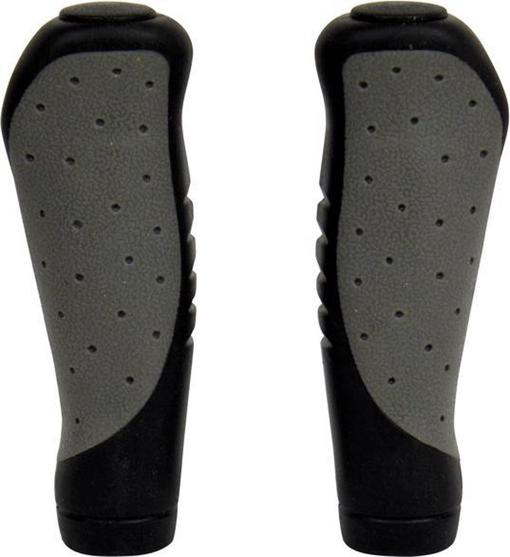 Dresco fietshandvatten ergo grip ca. 10 cm rubber zwart grijs per set