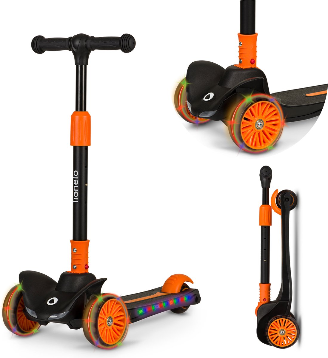 Lionelo timmy kinderstep - balansstep voor kinderen - van 3 jaar - tot 50kg - verstelbaar - led wielen - anti-slip platform - inklapbaar stuur - verlichting in wielen deck - geen montage nodig