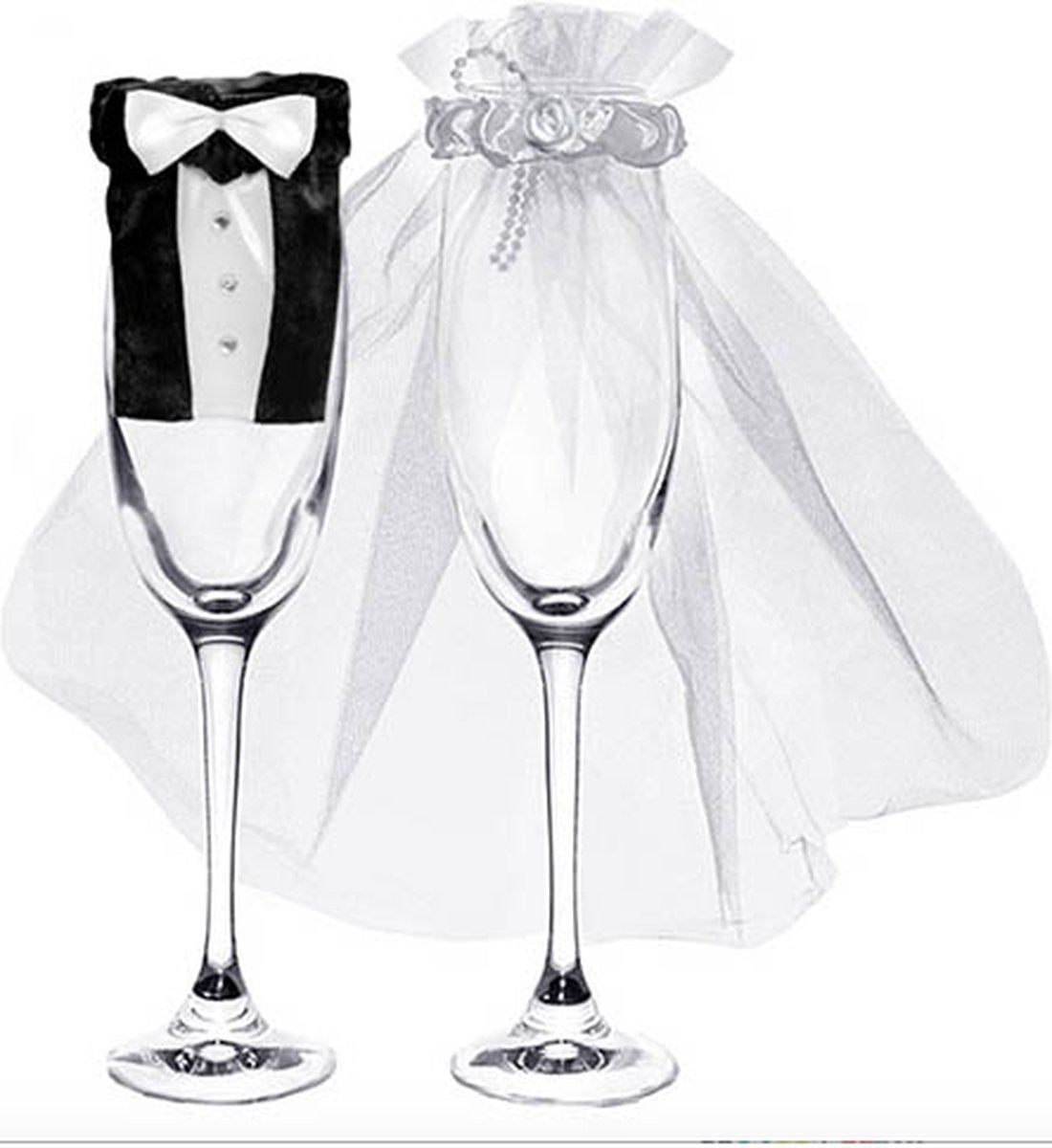 Party-decoration drinkglas kleding bruidspaar