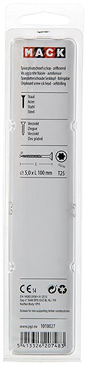 Mack 1018027 - spaanplschr.vzkop-zelfb. geelverz. 16 st 5,0 x 100 mm | 5 stuks