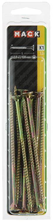 Mack 1018030 - spaanplschr.vzkop-zelfb. geelverz. 12 st 6,0 x 120 mm | 5 stuks