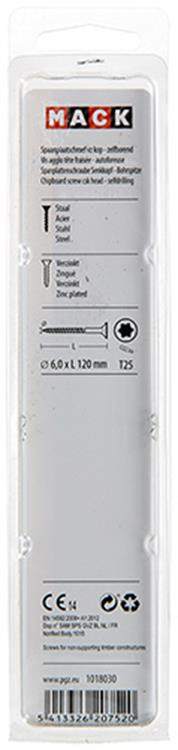 Mack 1018030 - spaanplschr.vzkop-zelfb. geelverz. 12 st 6,0 x 120 mm | 5 stuks