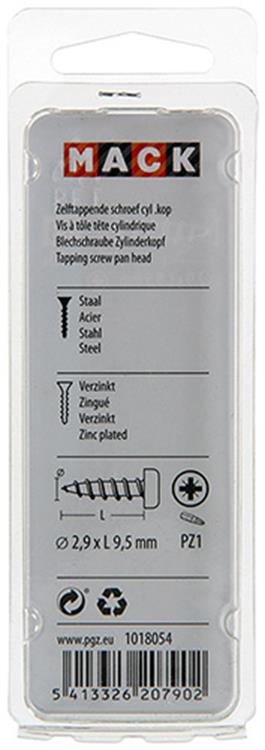 Mack 1018054 - zelftappende schroef cylkop verz.110 st 2,9 x 9,5 mm | 10 stuks