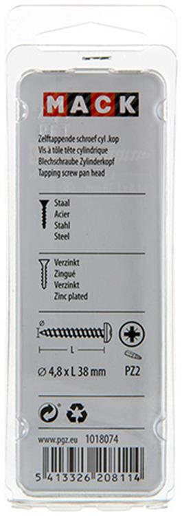 Mack 1018074 - zelftappende schroef cylkop verz. 24 st 4,8 x 38 mm | 5 stuks