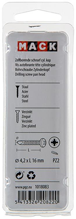 Mack 1018083 - zelfborende schroef cylkop verz. 85st 4,2 x 16 mm | 5 stuks