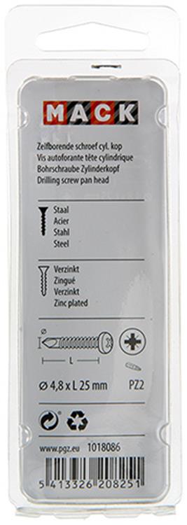 Mack 1018086 - zelfborende schroef cylkop verz 55st 4,8 x 25 mm | 5 stuks