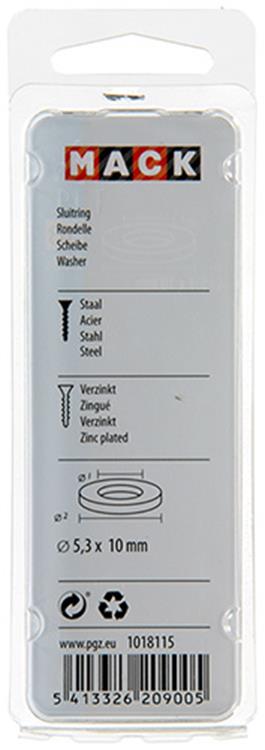 Mack 1018115 - sluitring staal verzinkt 200 st 5,3 x 10 mm | 10 stuks