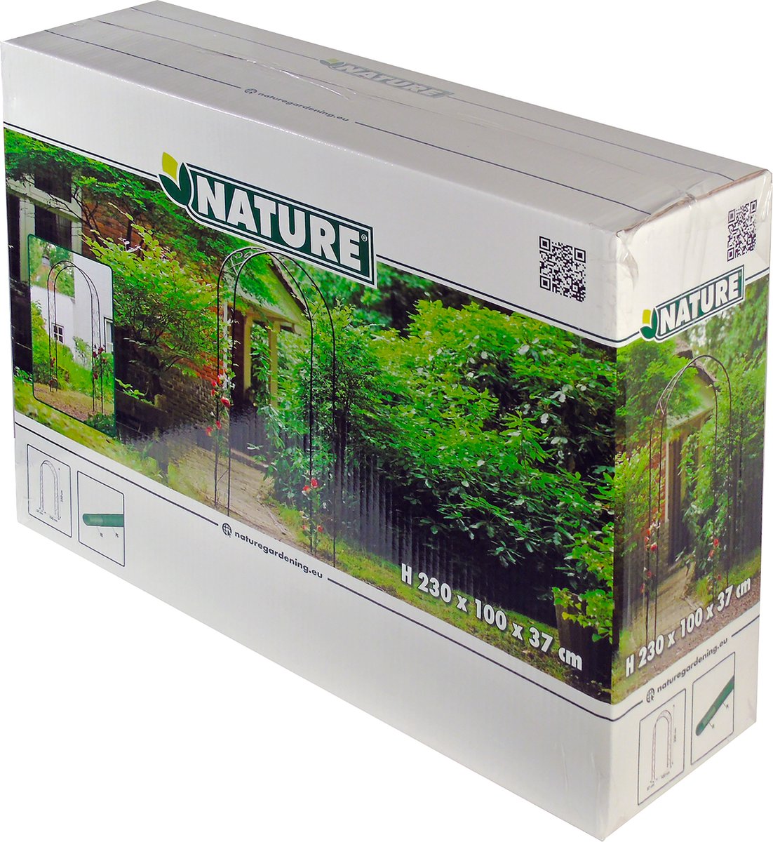 Nature - rozenboog - h230 x 100 x 37cm - decoratieve krullen - zwart - metaal