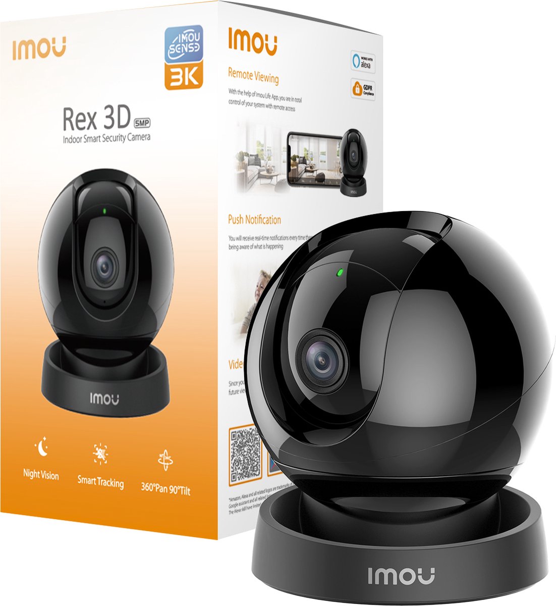 Imou rex 3d petcam - beveiligingscamera - 3k resolutie – 360° dekking - abnormale geluidsdetectie – twee-weg communicatie - 3 jaar garantie