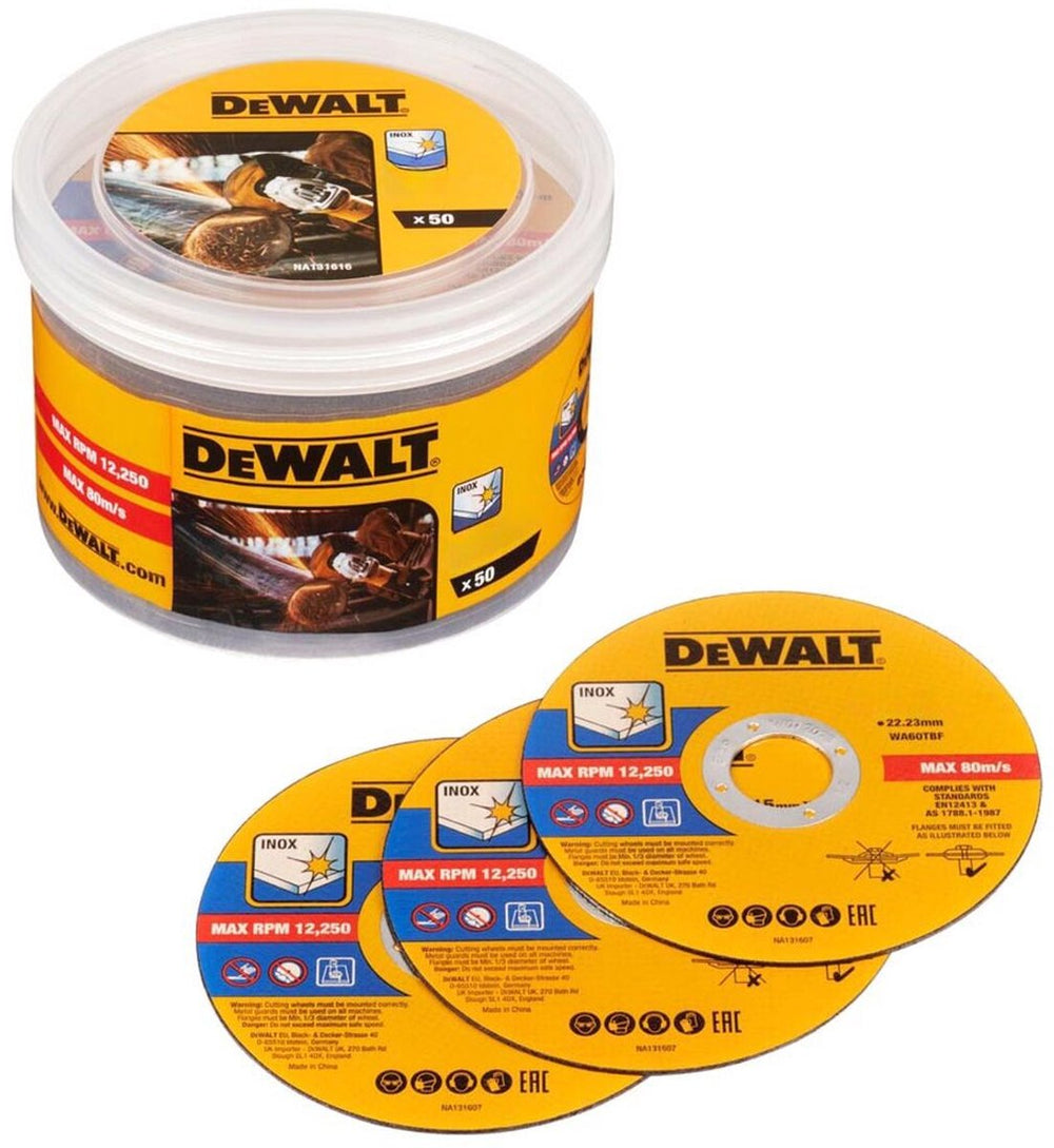 Dewalt toebehoren - set doorslijpschijven voor rvs 125x22,23 mm, 50 stuks dt20598