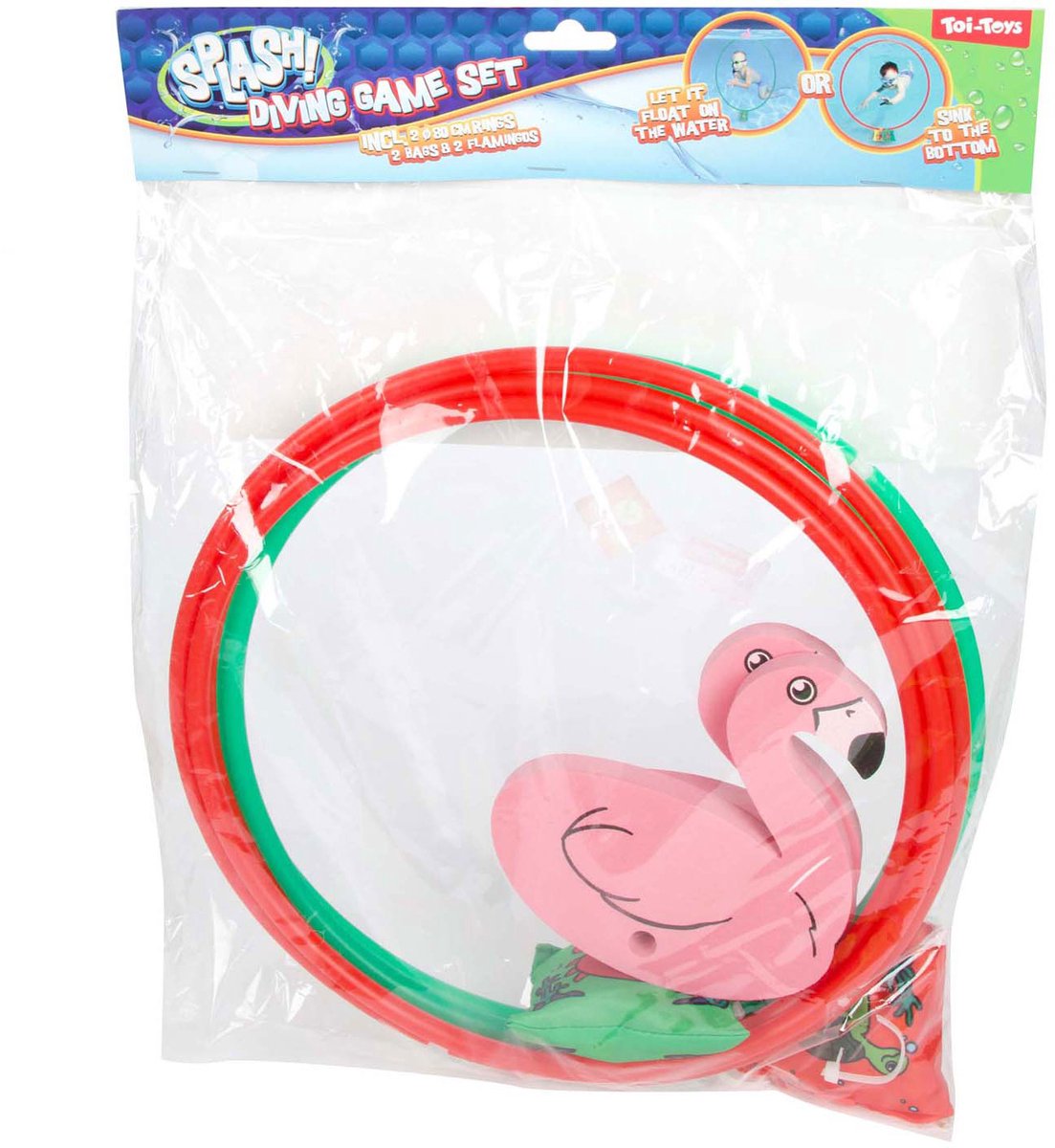 Splash flamingo duikring 80cm, set van 2
