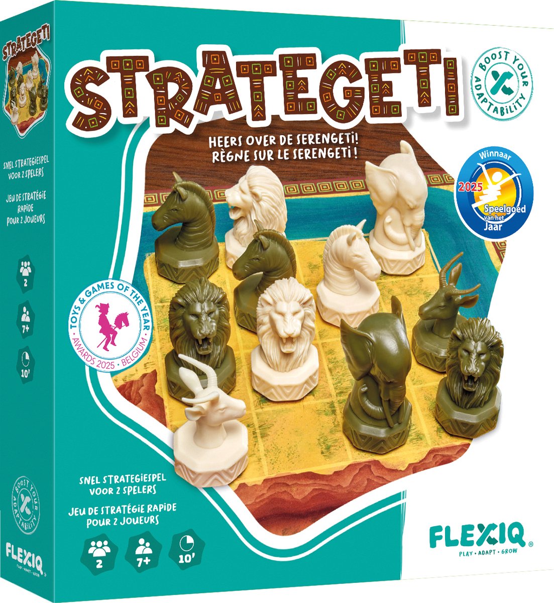 Flexiq strategisch bordspel dieren serengeti 2 spelers vanaf 7 jaar.