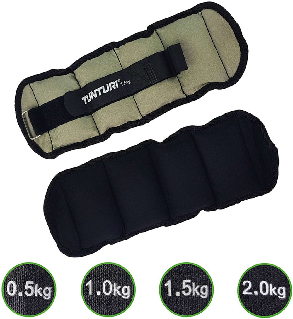 Tunturi enkelgewichten en polsgewichten - gewichten - 2 x 1,0kg - grijs