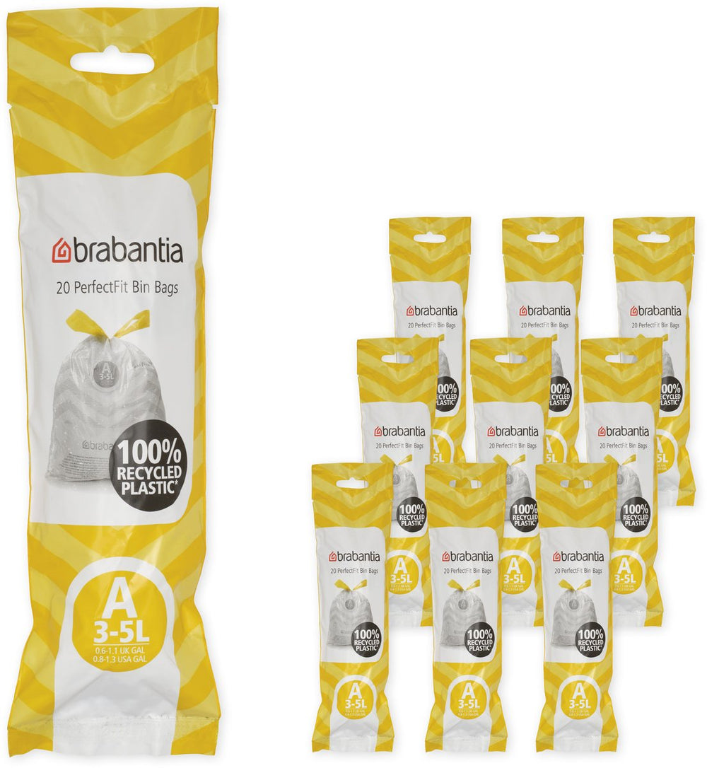 Brabantia perfectfit vuilniszakken - 3 l - code a - 10 rollen x 20 stuks