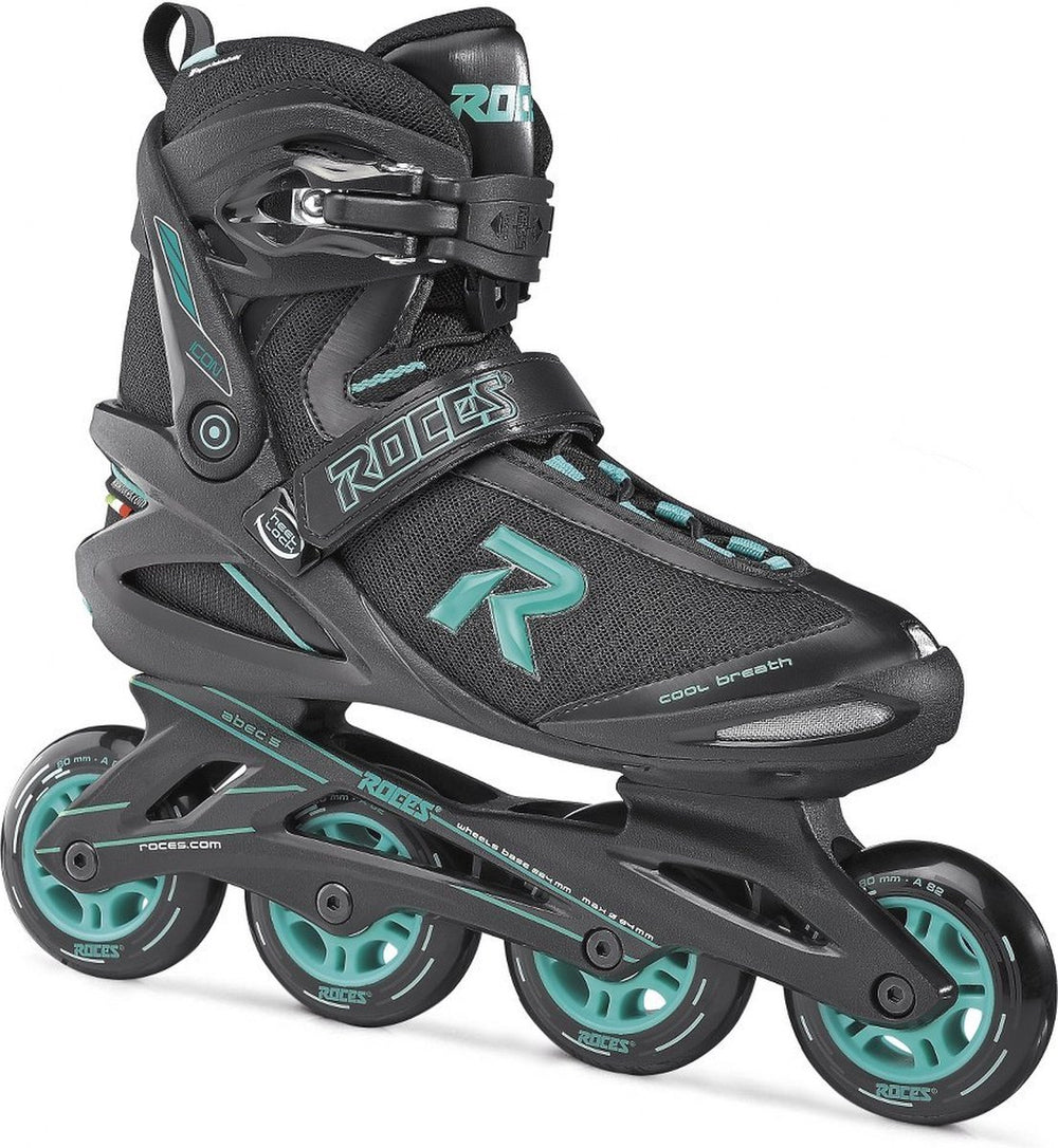 Icon inline skates softboot dames 80 mm 82A zwart aqua maat 37