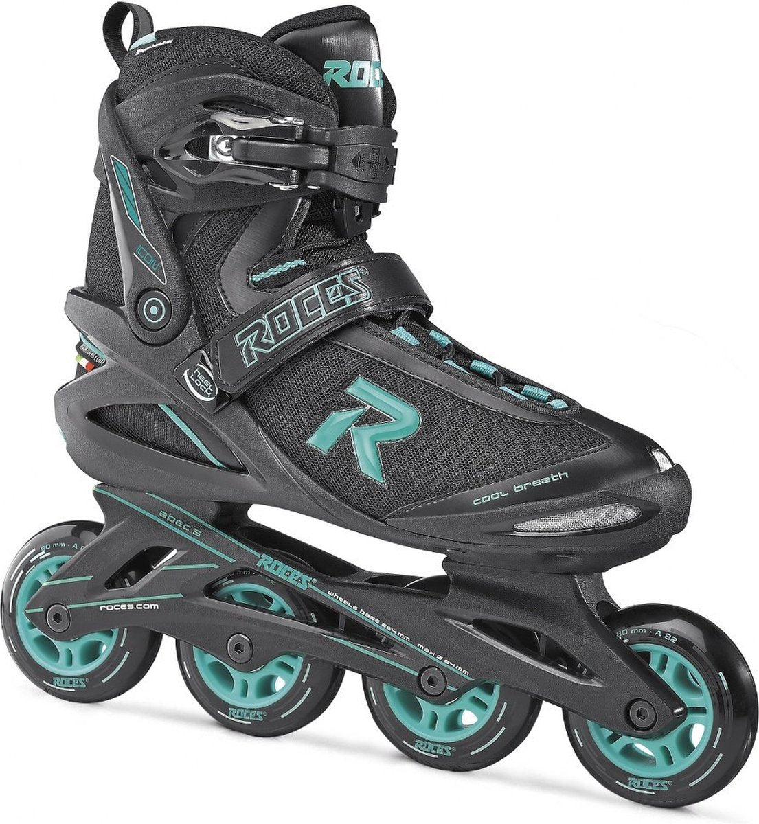 Icon inline skates softboot dames 80 mm 82A zwart aqua maat 37