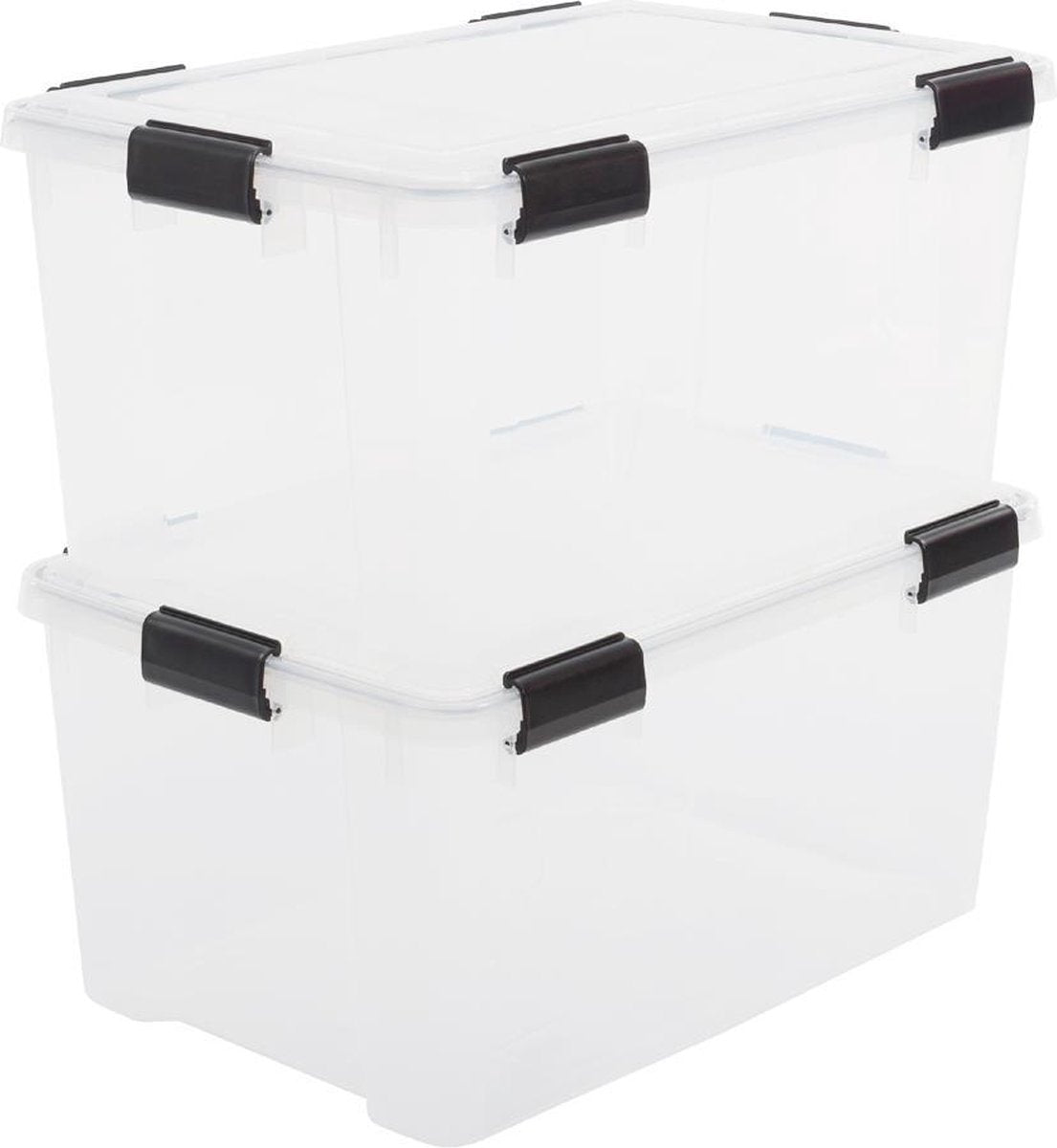 Iris airtight opbergbox - 50l - kunststof - transparant zwart - set van 2
