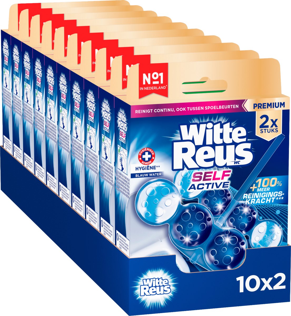 Witte reus self active hygiene toiletblok 100g - wc blokjes - voordeelverpakking - 2x10 stuks