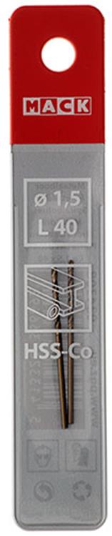 Mack 1018419 - metaalboor hss co5% din 338 ø 1,5 x 40 mm 2st | 5 stuks