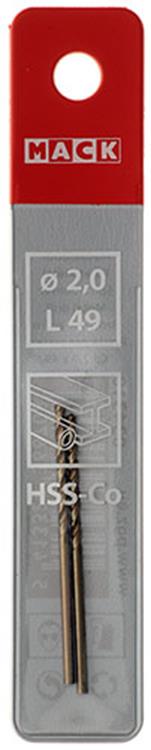 Mack 1018420 - metaalboor hss co5% din 338 ø 2,0 x 49 mm 2st | 5 stuks