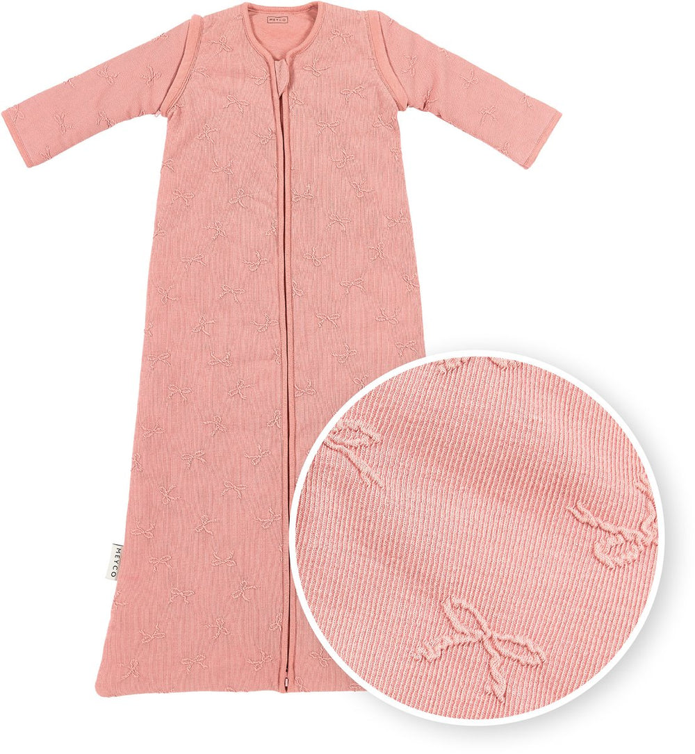 Meyco baby studio collection bow baby slaapzak met afritsbare mouwen - rose - 60cm - 2.5 tog