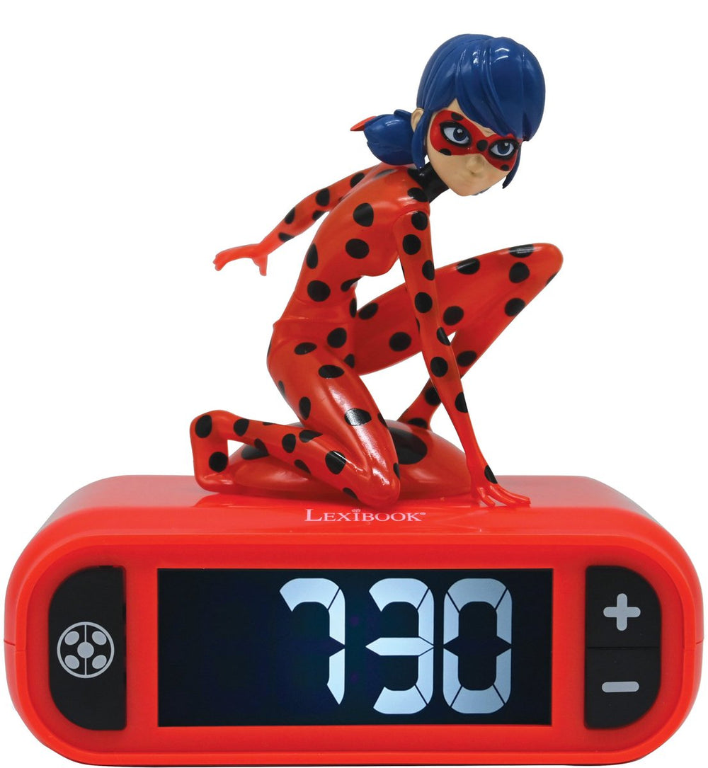 Lexibook - miraculous digitale wekker met nachtlampje snooze, klok, lichtgevende ladybug, rood - rl800mi