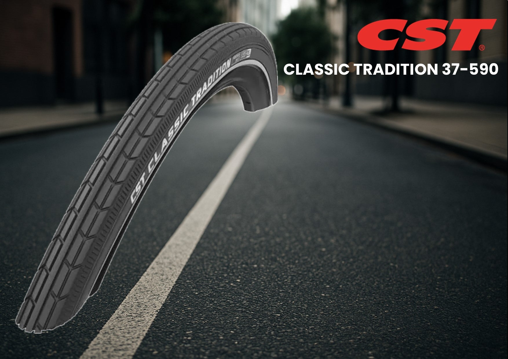 Cst buitenband classic tradition 26 x 1 3 8'' 37-590 - zwart met witte lijn