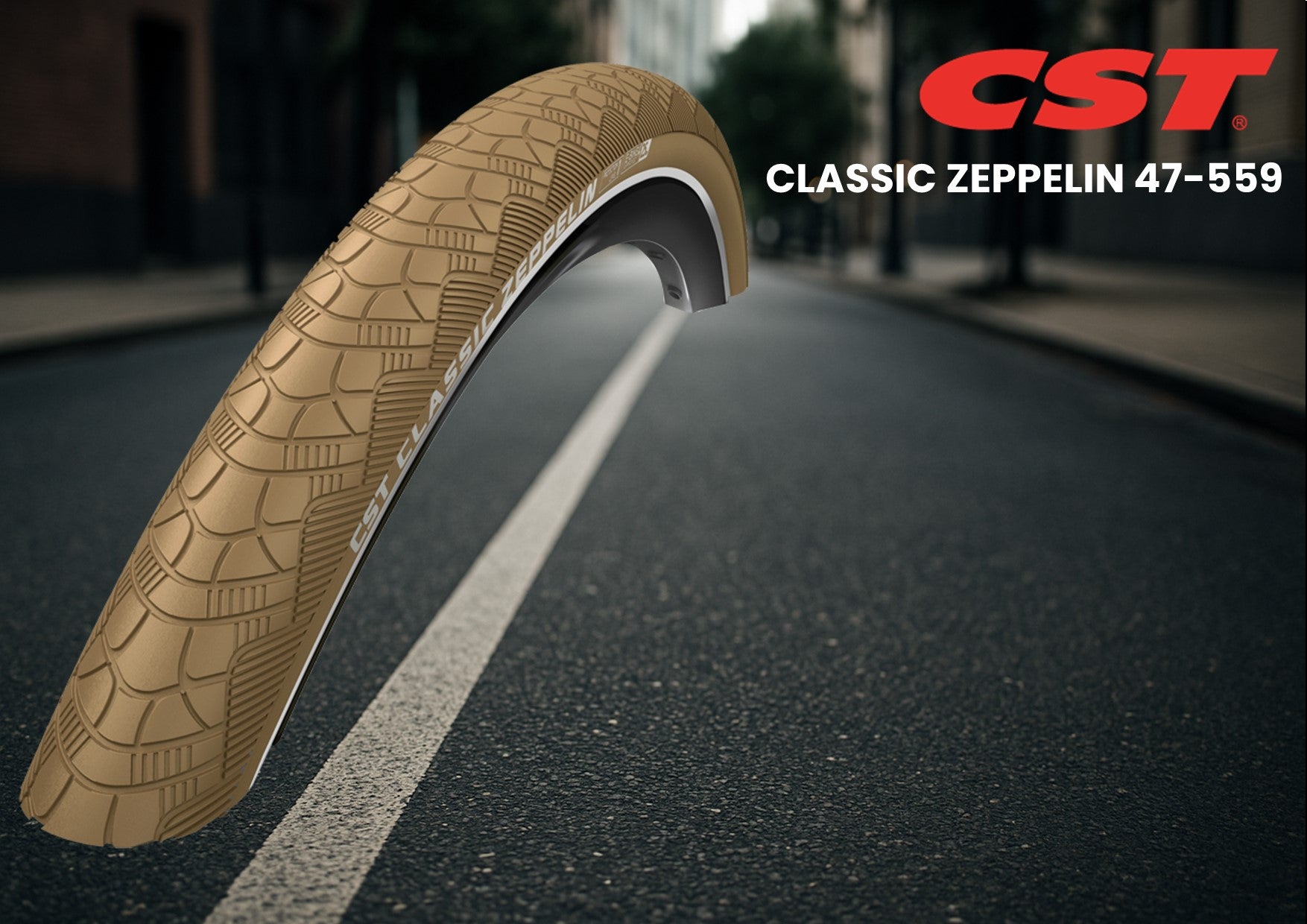 Cst buitenband zeppelin 26 x 1.75'' 47-559 - khaki met reflectie