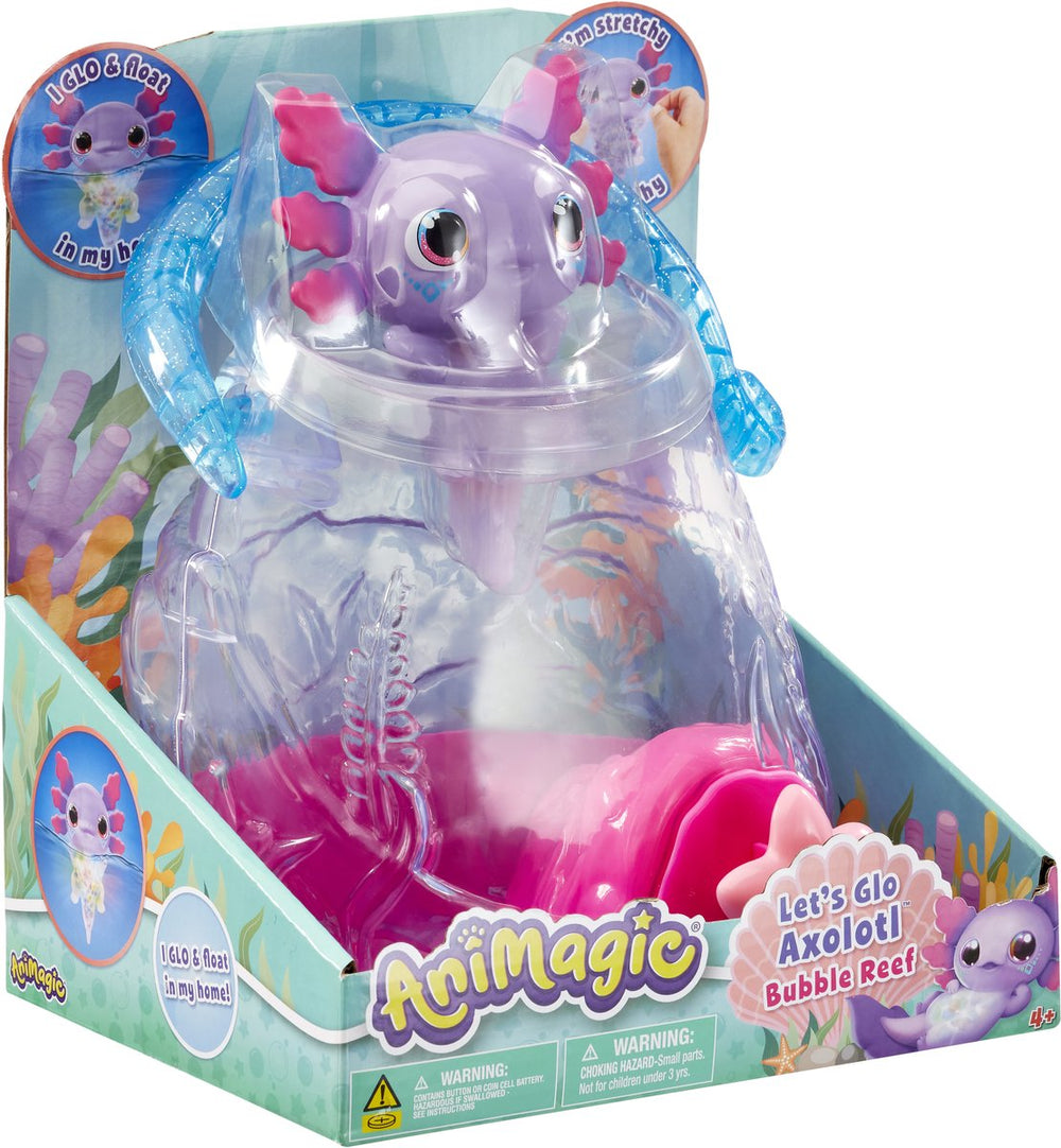 Goliath animagic let's glo axolotl aquarium - speelfiguur - lichtgevende axolotl - met eigen aquarium