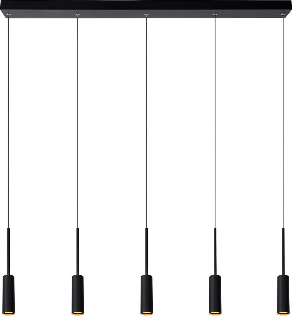 Lucide tubule - hanglamp - led - 5x7w 2700k - zwart