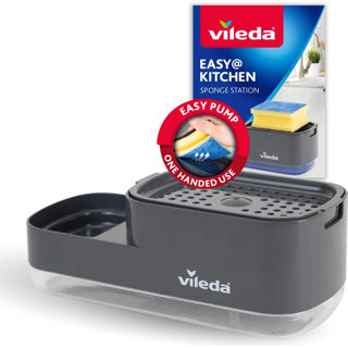 Vileda zeepdispenser met pomp en sponshouder | 2 stuks