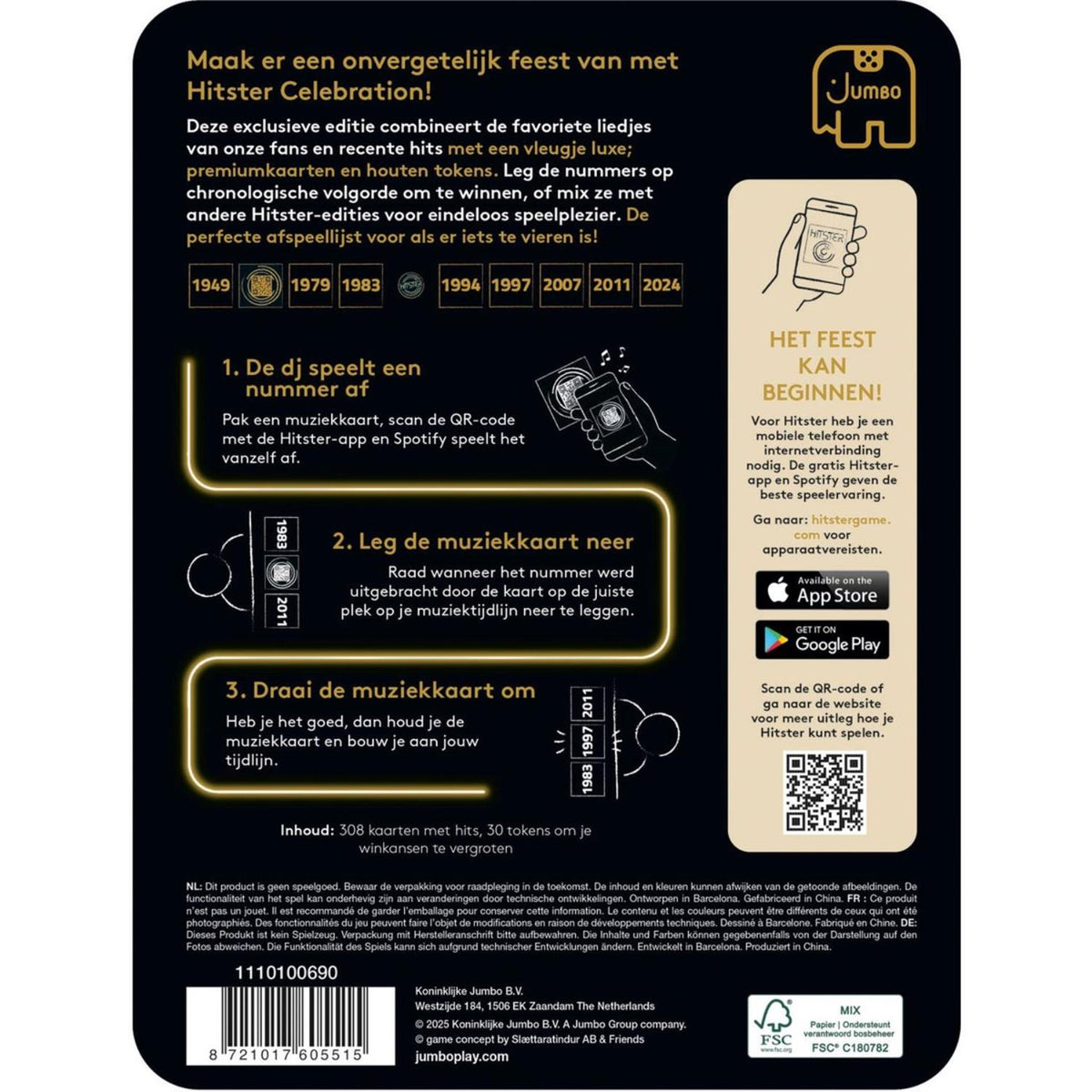 Jumbo hitster celebration – nederlandstalig muziekspel – luxe editie – partyspel – actiespel