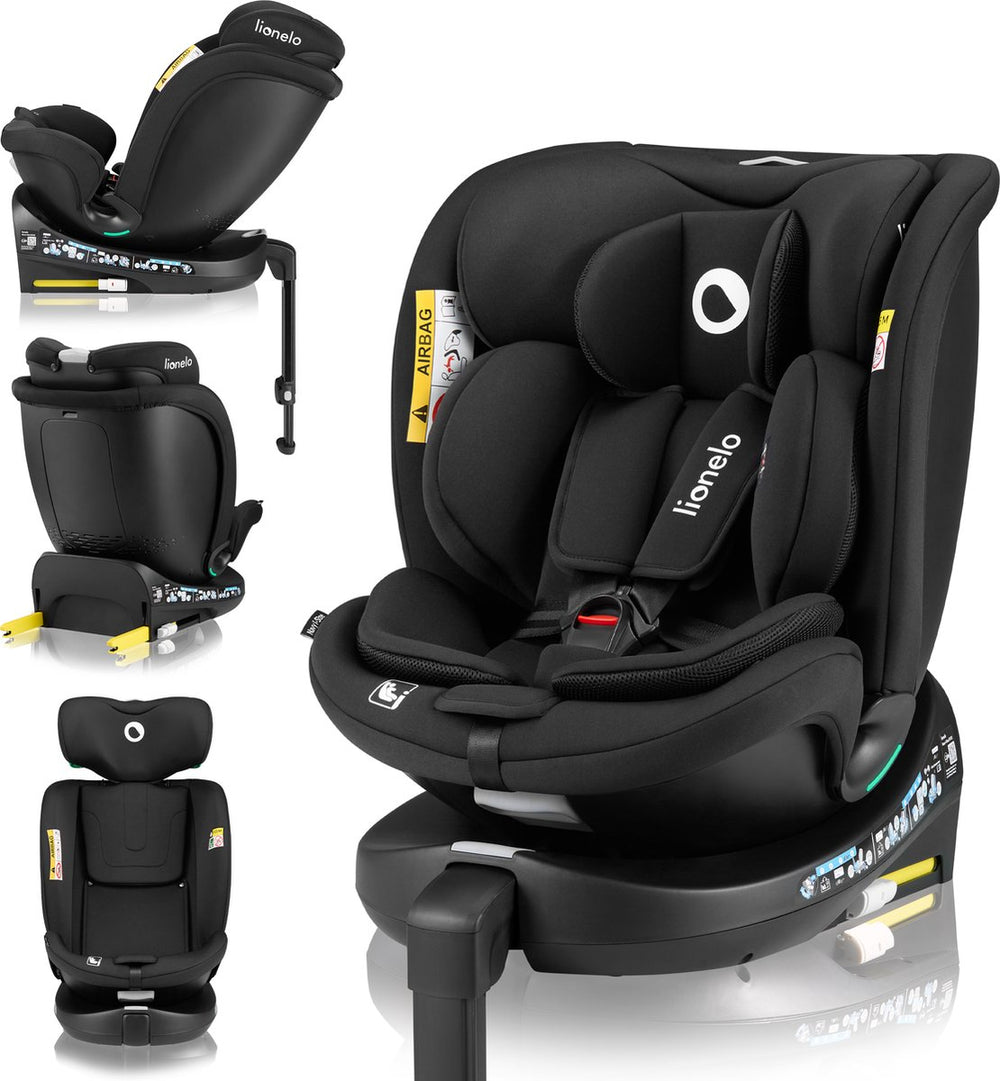 Lionelo navy i-size autostoel 40-150 cm - 360° draaibare isofix autostoel - easyturn - achterwaarts tot 105 cm - rwf fwf - verstelbare rugleuning - dri-seat ventilatie - r129 goedgekeurd - comfortabele brede zitting
