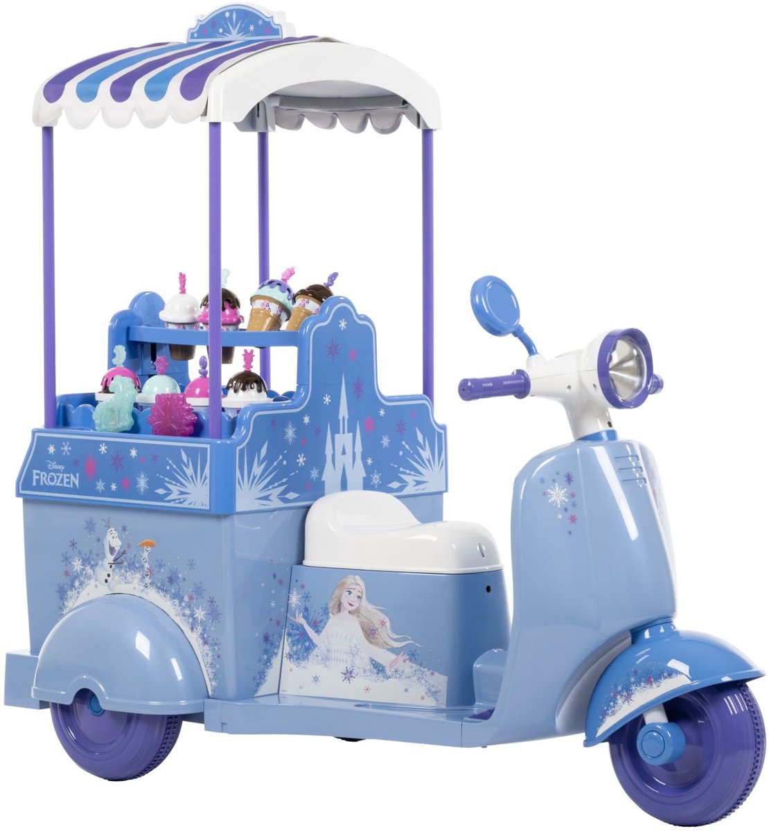 Volare disney frozen ijskar – elektrische ijscokar met licht geluid – inclusief accessoires – 7.2v