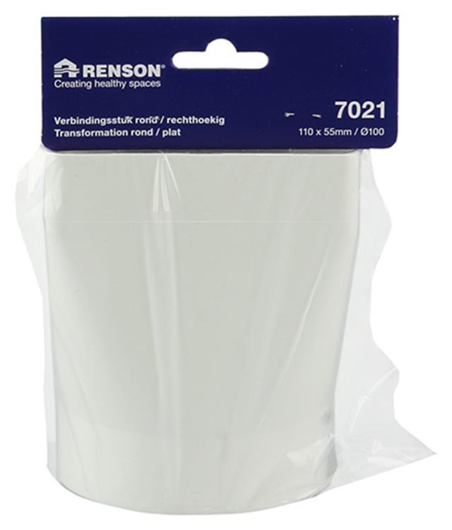 Renson 1006410 - pvc verbindingsstuk rond rechth. 7021 wit ø 100 | 2 stuks