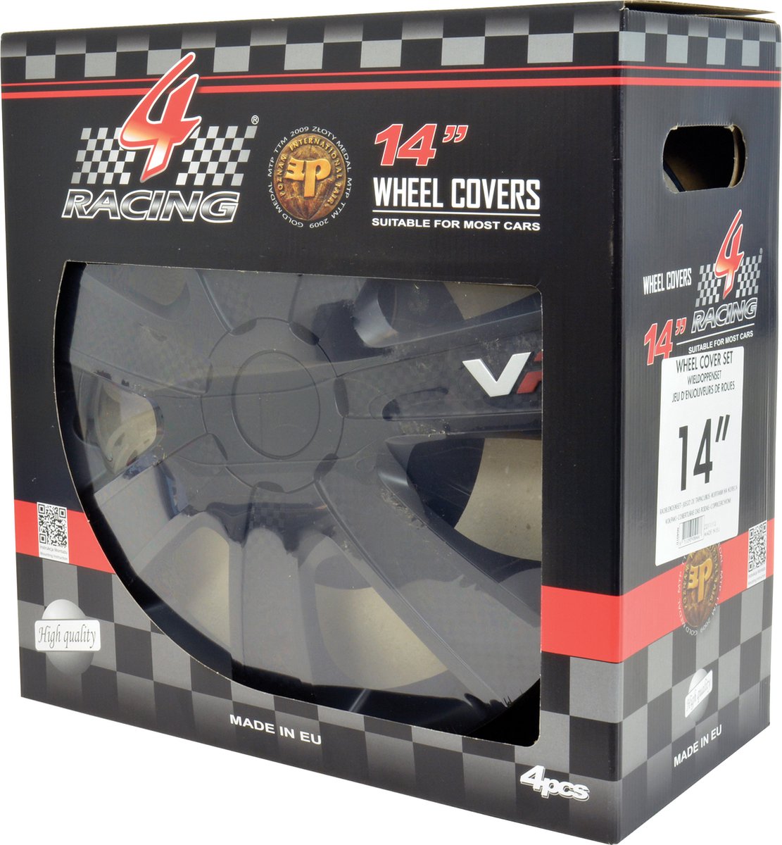 wieldoppen VR Carbon 14 inch ABS zwart set van 4