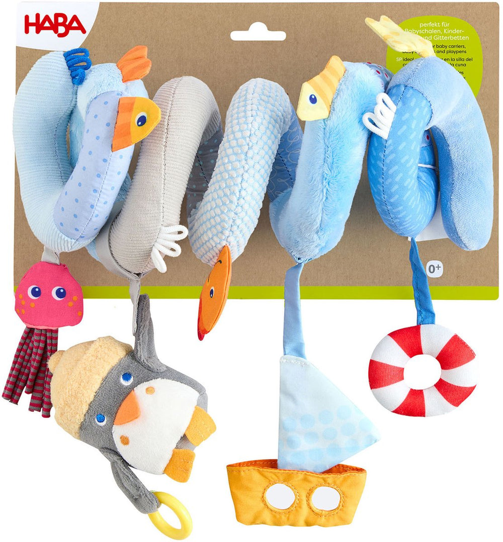 Haba spiraalmobiel pinguïn baby speelgoed mobiel voor box en bedje.