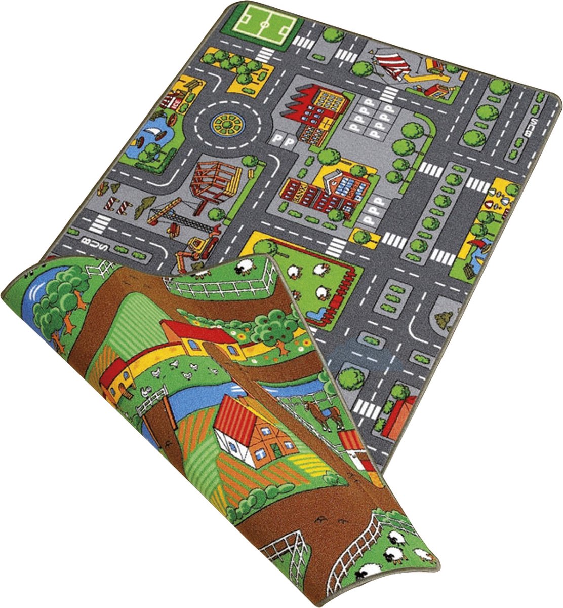 Paradiso home entertainment speeltapijt duo 80x120cm - ( straatplattegrond en boerderij aan de andere kant )