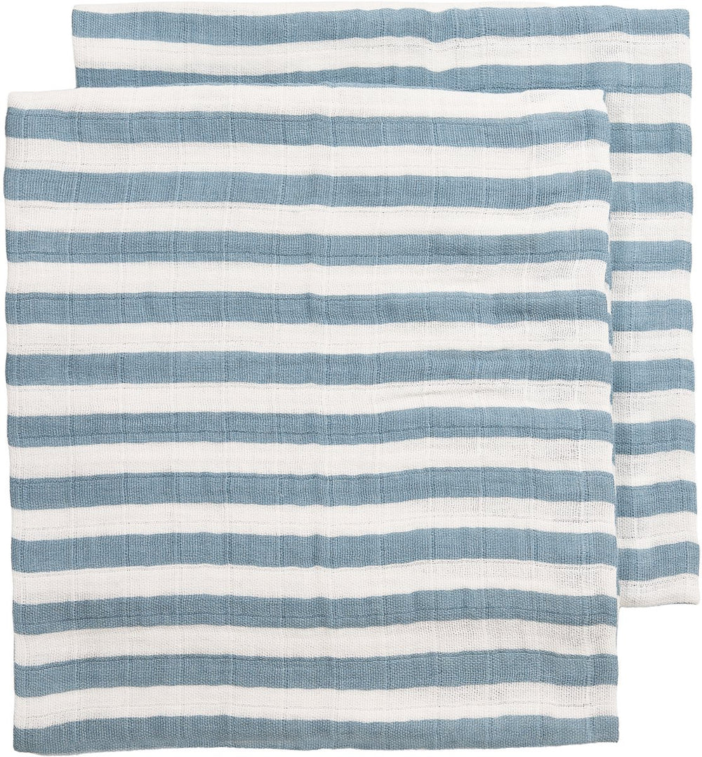 Meyco baby fat stripe pre-washed hydrofiele doeken - 2-pack - pre-washed hydrofiel - jeans blue - 70x70cm