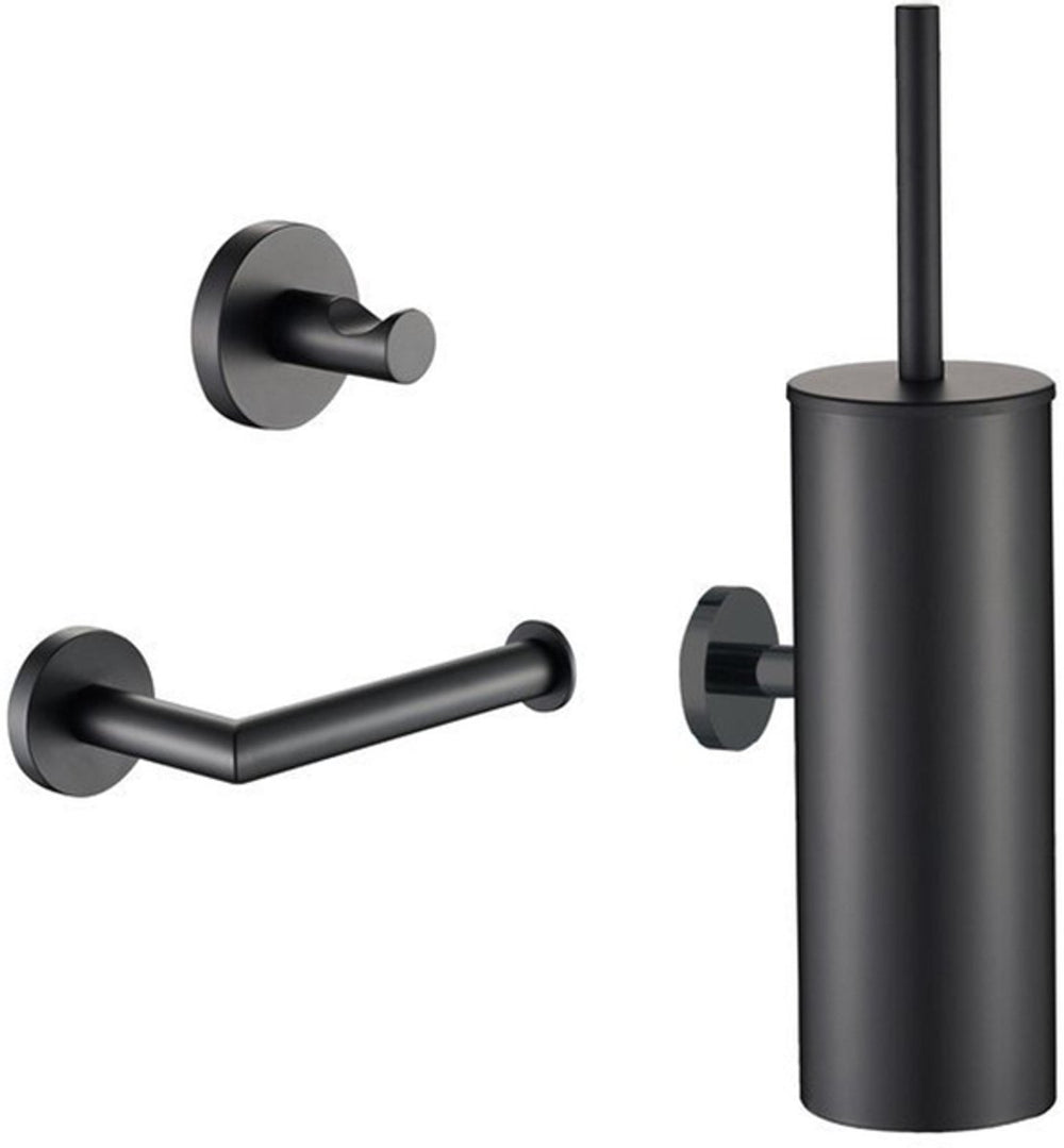 Plieger vigo toiletset accessoires – wc borstel – wc rolhouder – handdoekhaakje - 10 jaar garantie – mat zwart