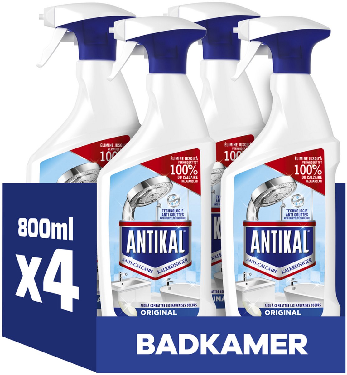 Antikal classic badkamer anti-kalkaanslag spray - 4 x 800ml