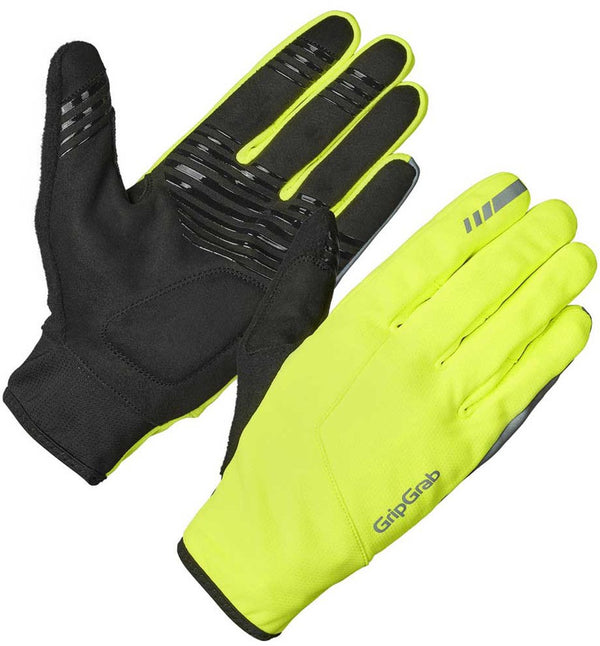 Gripgrab - hurricane 2 winddichte lente herfst fietshandschoenen lange vinger met padding - geel hi-vis - unisex - maat xl