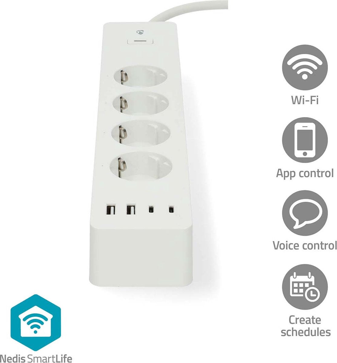 Nedis stekkerdoos wifip313fwt wit