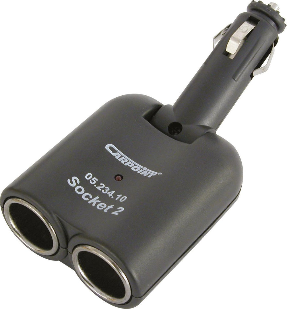 Carpoint 2-weg stekkerdoos 12 24v – sigarettenaansteker splitter – kantelbaar 90° – led indicatie – 5a – met zekering