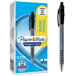 Bic balpen papermate flexgrip ultra zwart 1 mm 12 stuks