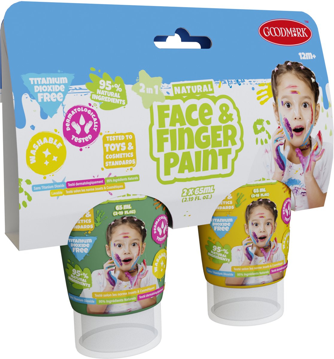 Boti naturel vingerverf tube - groen en geel, 2x65ml
