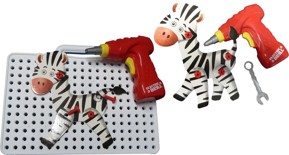 Schmidt 3d schroefpuzzel met 8 wilde dieren en schroefmachine op batterijen