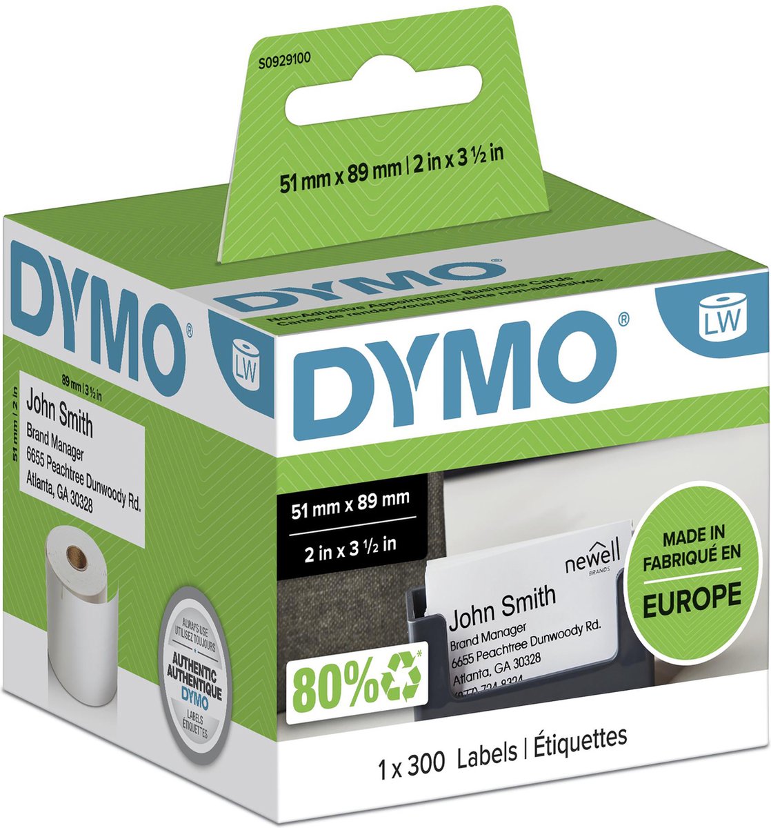 Dymo naambadge etiket 89x51mm rol 300 stuks
