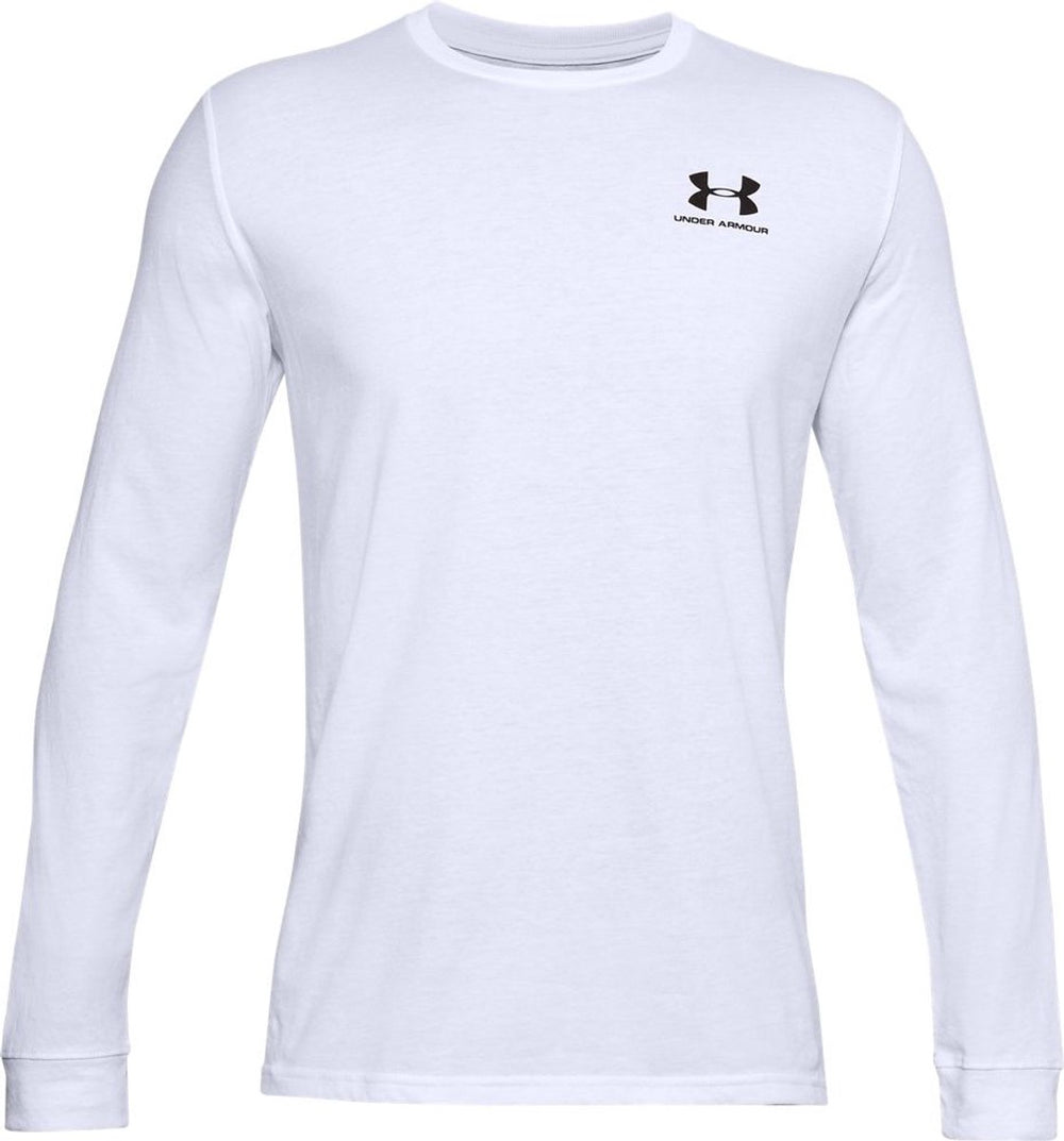 Under armour ua sportstyle left chest ls-wht heren sportshirt - wit - zwart