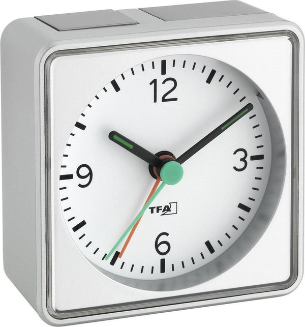 Tfa dostmann 60.1013.54 wekker quartz zilver alarmtijden: 1 fluorescerende wijzers